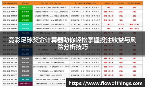竞彩足球奖金计算器助你轻松掌握投注收益与风险分析技巧
